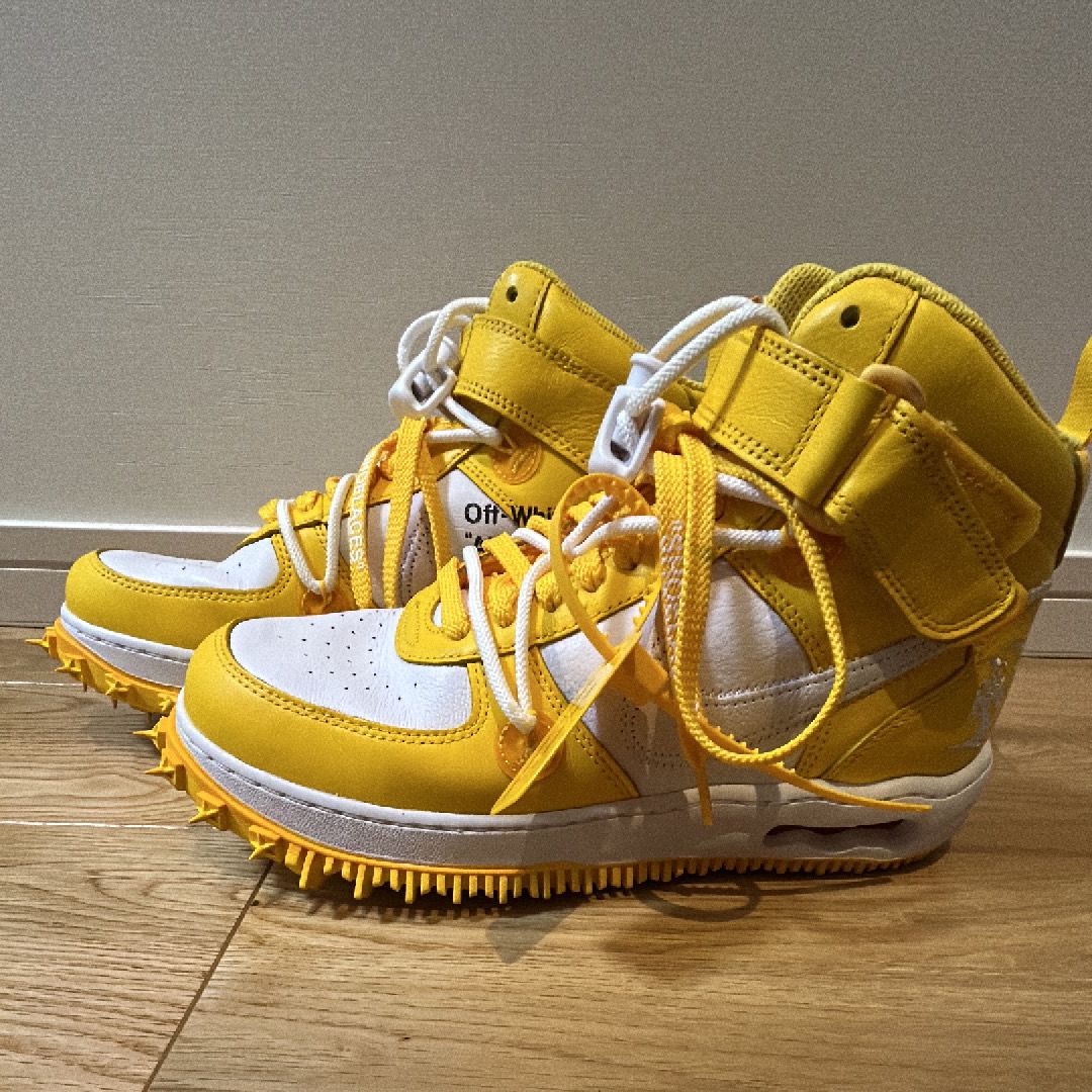 Off-White × Nike Air Force 1 Mid SP LTHR "White and Varsity Maize"