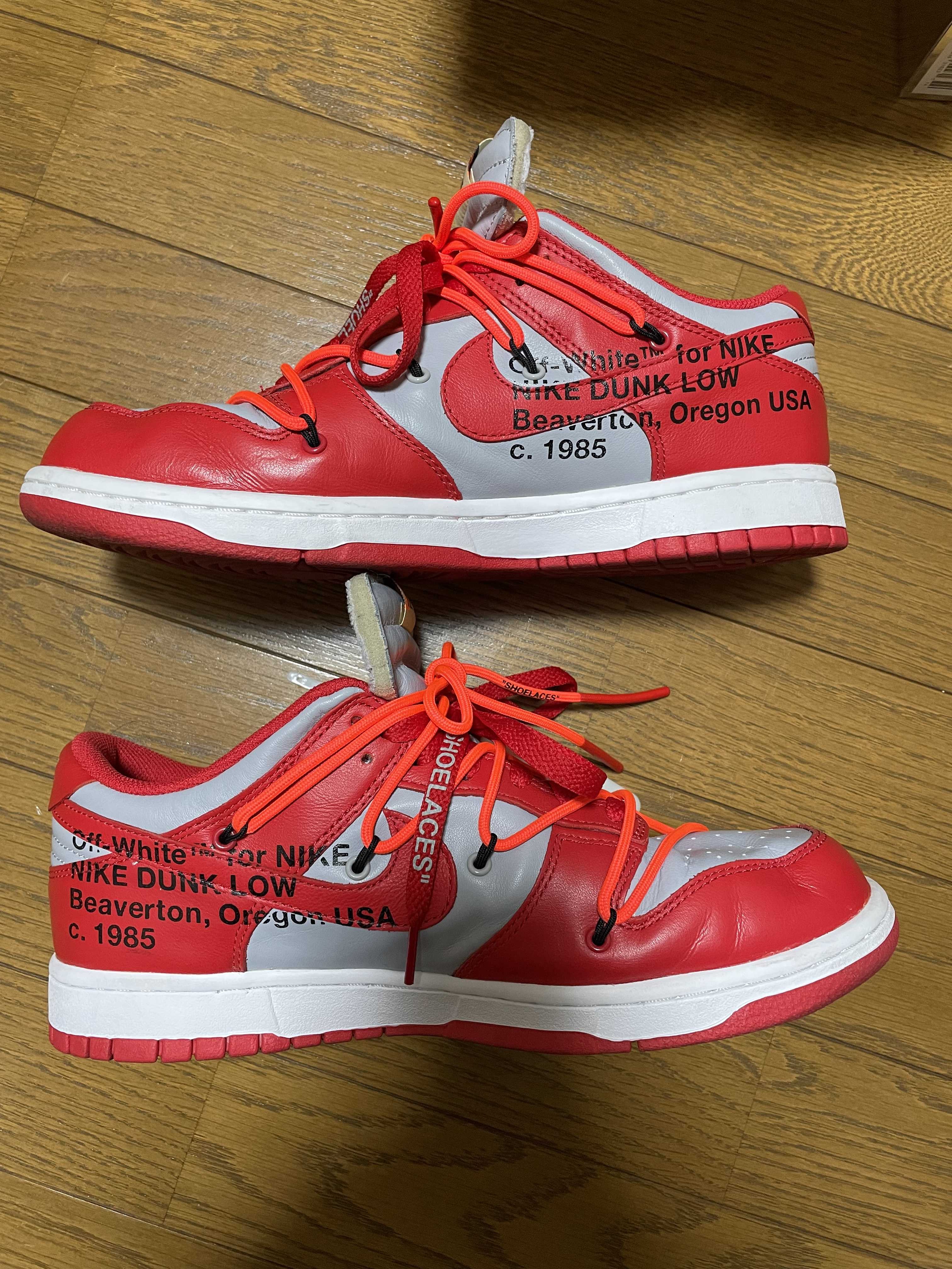 Off-White × Nike Dunk Low "University Red/Wolf Grey"
