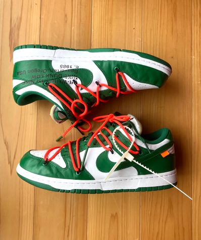 Off-White × Nike Dunk Low "White/Pine Green"