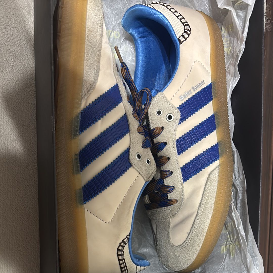 Wales Bonner × adidas Nylon Samba "Wonder Clay/Team Royal Blue/Wonder White"