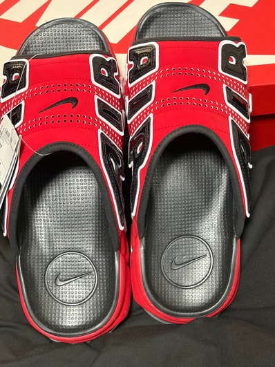 Nike Air More Uptempo Slide "University Red/Black" (FJ6035-600/FJ6036-600)