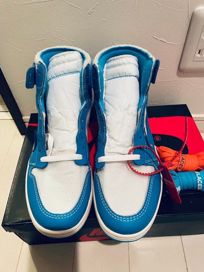 Off-White × Nike Air Jordan 1 High UNC "White/Dark Powder Blue"
