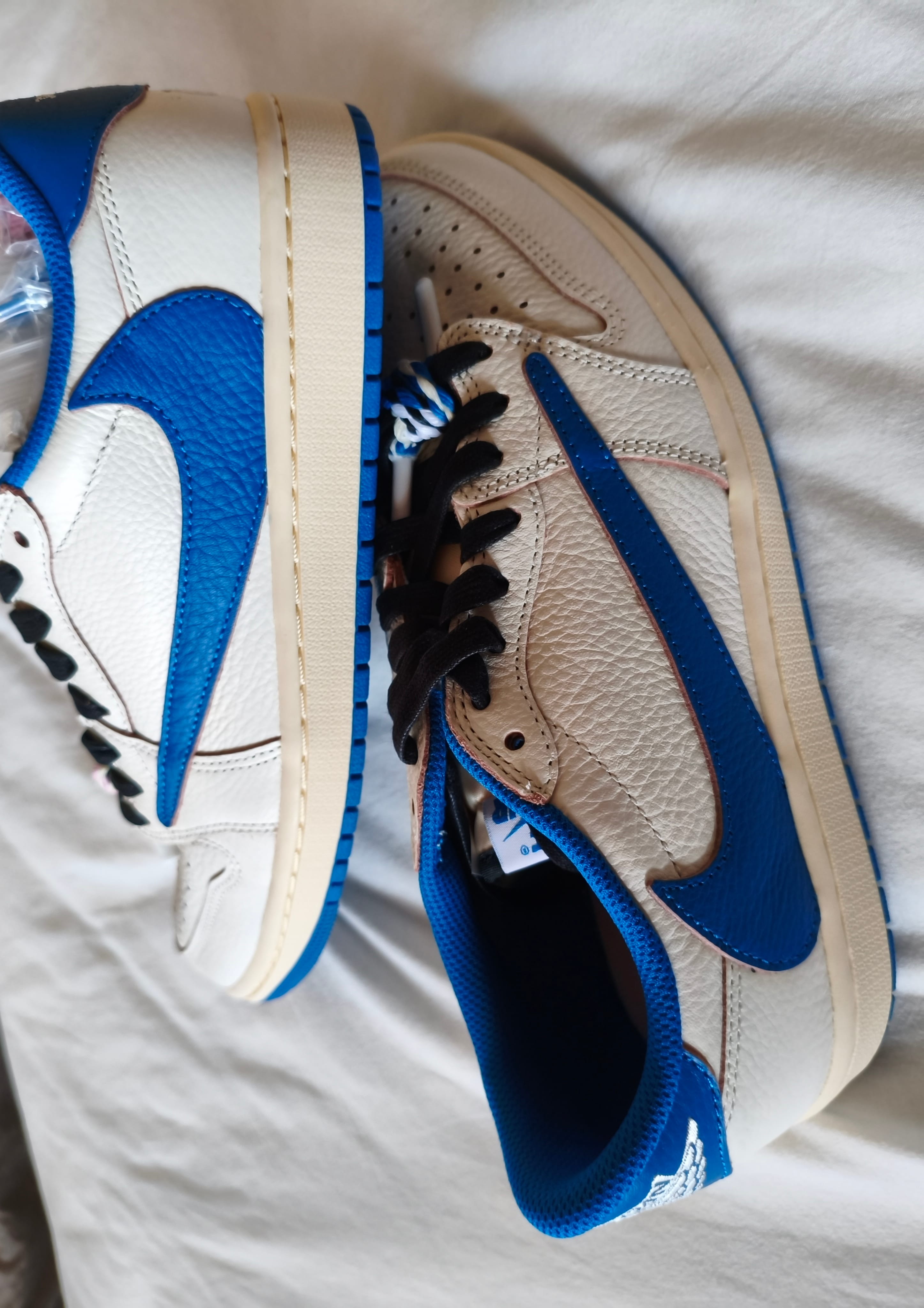 Travis Scott × fragment design × Nike Air Jordan 1 Low OG "Sail/Military Blue"