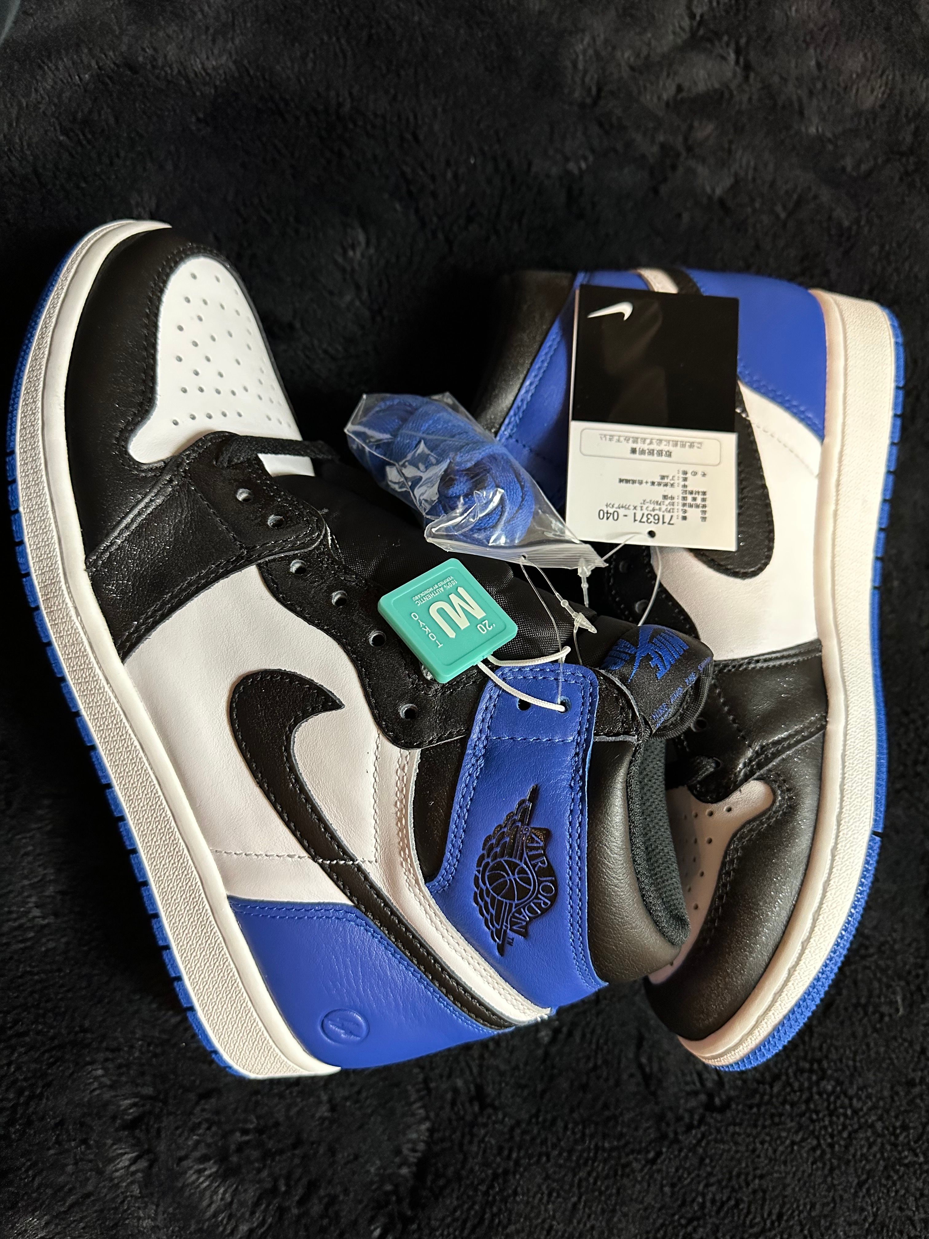 fragment design × Nike Air Jordan 1 Retro High OG "Black/Sport Royal/White"