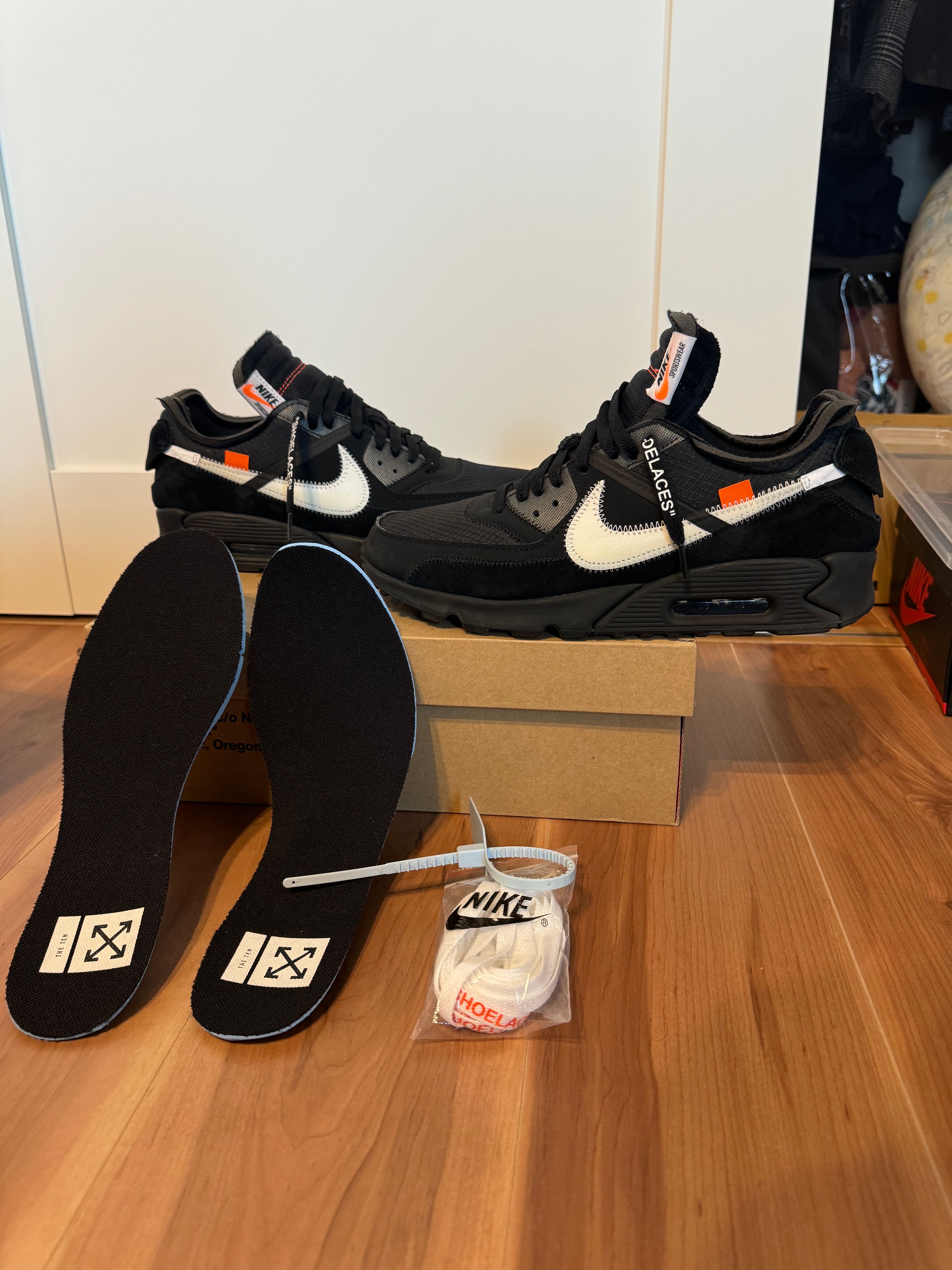 Off-White × Nike Air Max 90 "Black/Black-Cone-White"