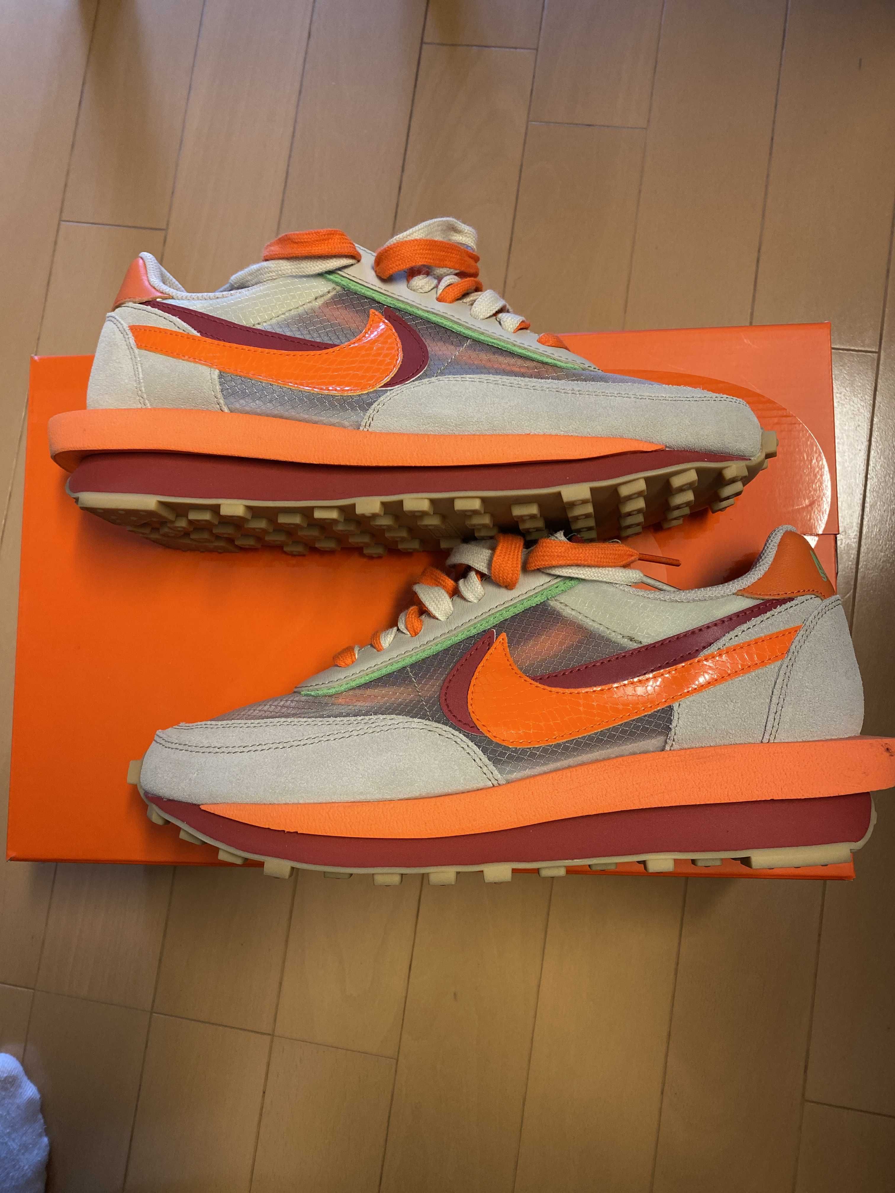 CLOT × Sacai × Nike LD Waffle "Orange Blaze"
