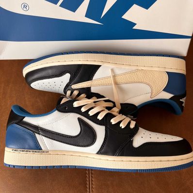 Travis Scott × fragment design × Nike Air Jordan 1 Low OG SP "Military Blue"
