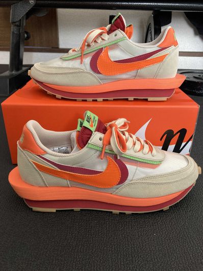 CLOT × Sacai × Nike LD Waffle "Orange Blaze"