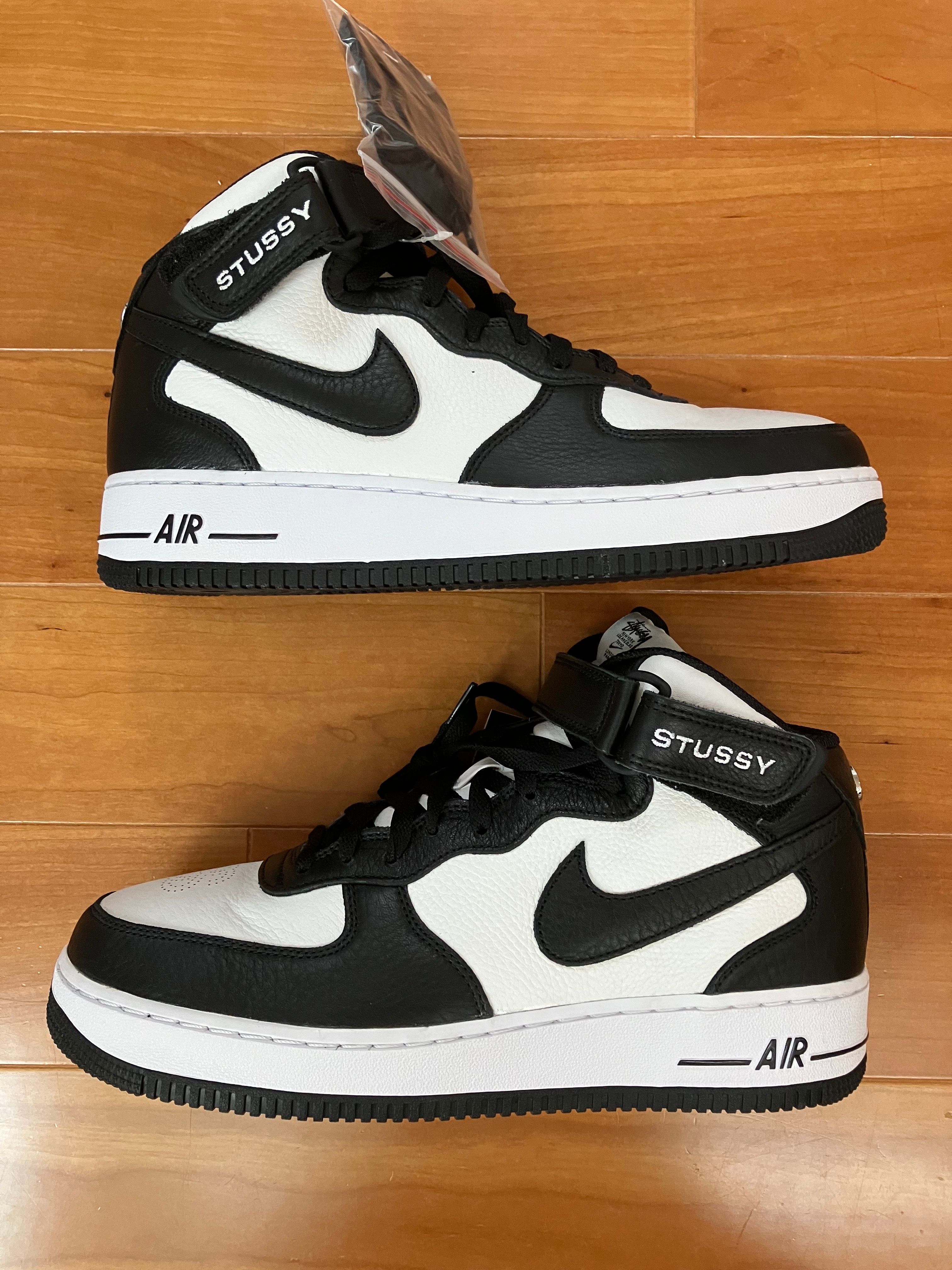 Stussy × Nike Air Force 1 Mid "Black and Light Bone"