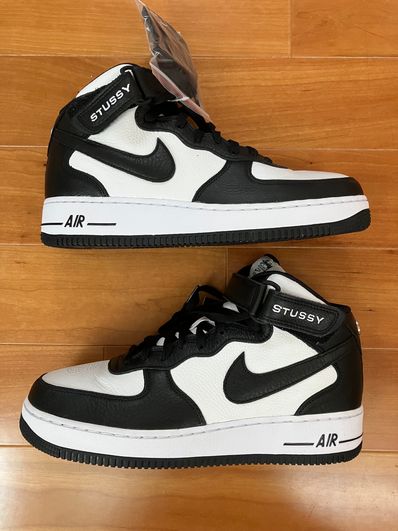 Stussy × Nike Air Force 1 Mid "Black and Light Bone"