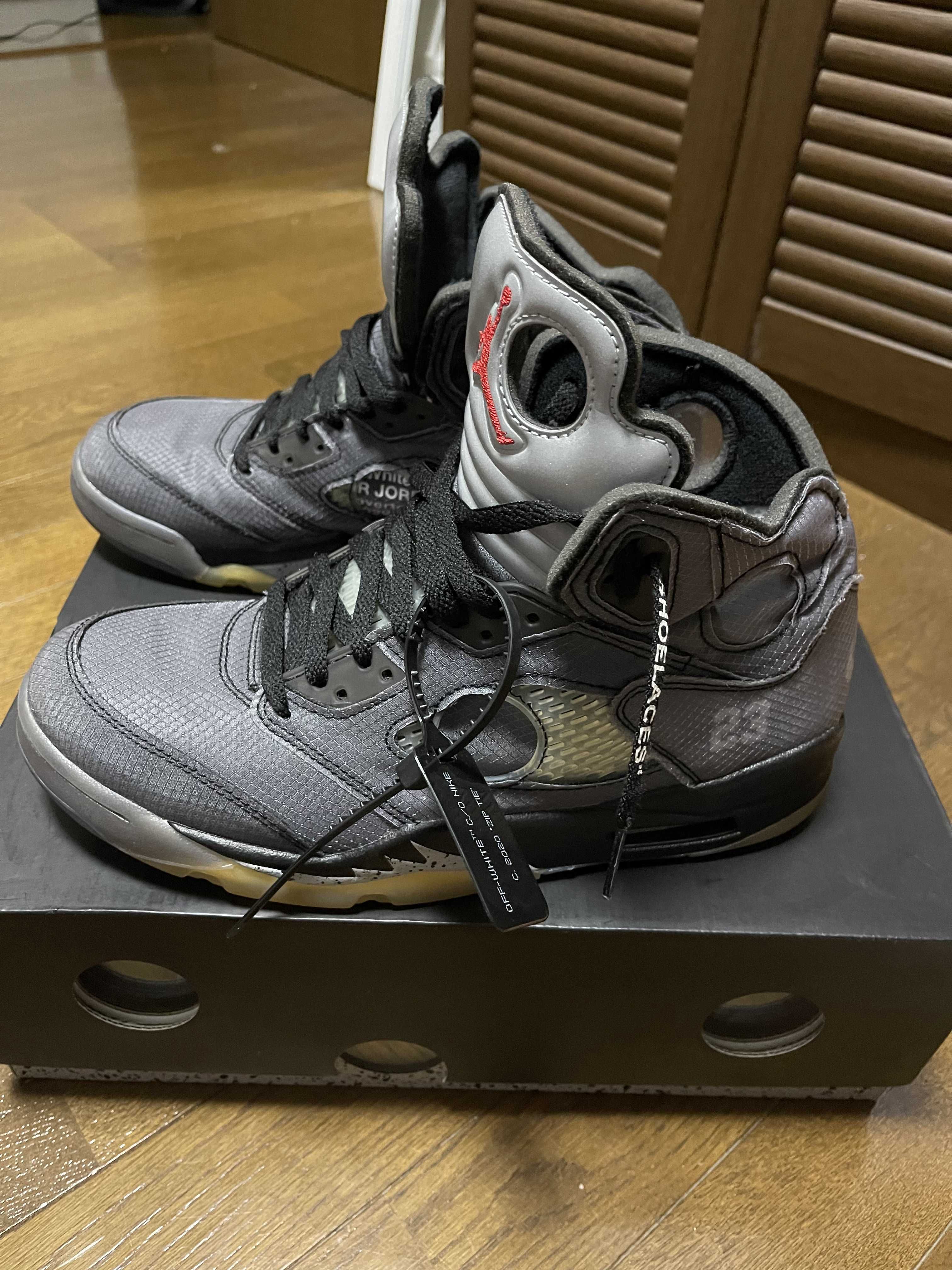 Off-White × Nike Air Jordan 5 "Black/Muslin/Fire Red"