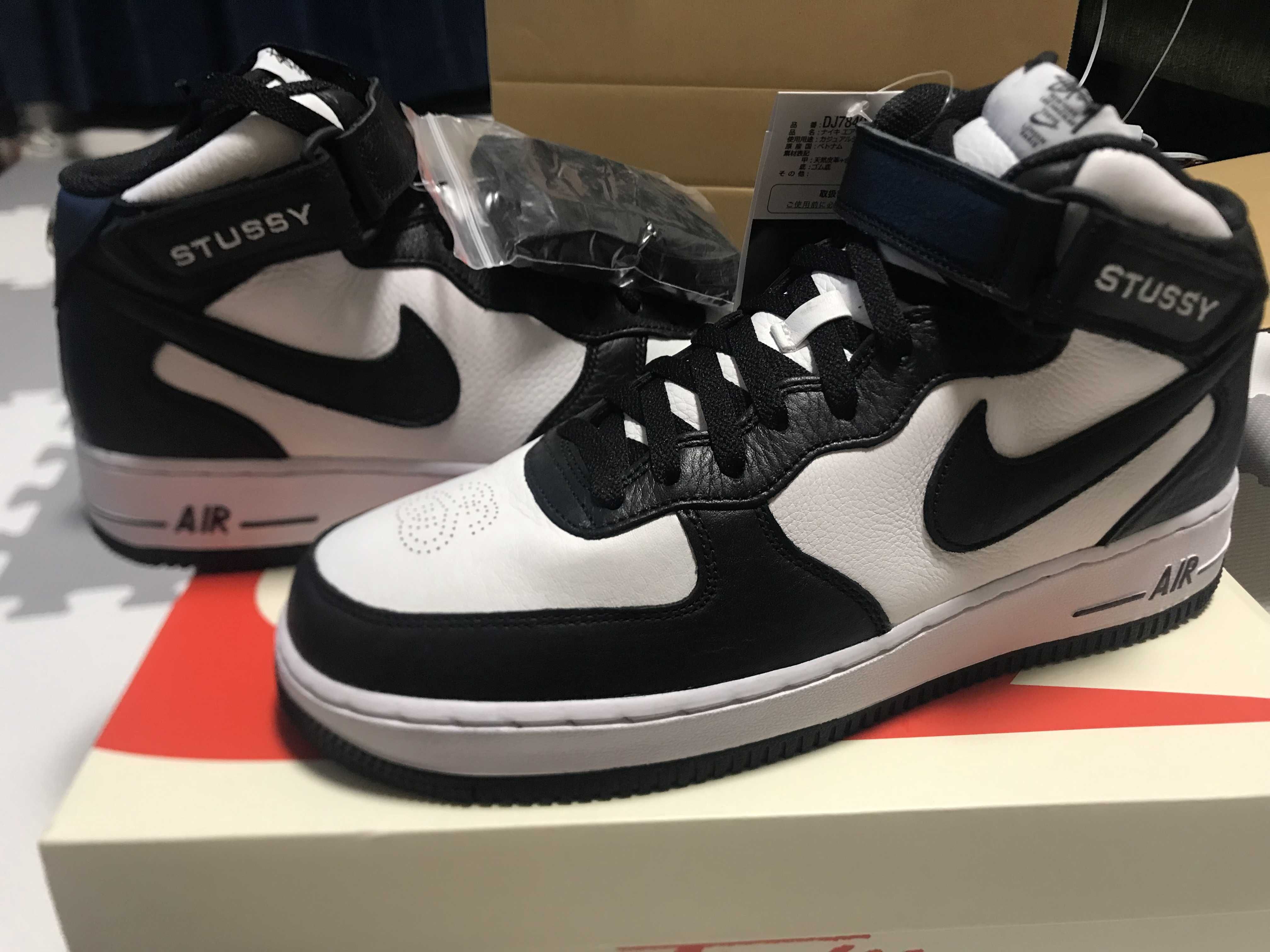 Stussy × Nike Air Force 1 Mid "Black and Light Bone"