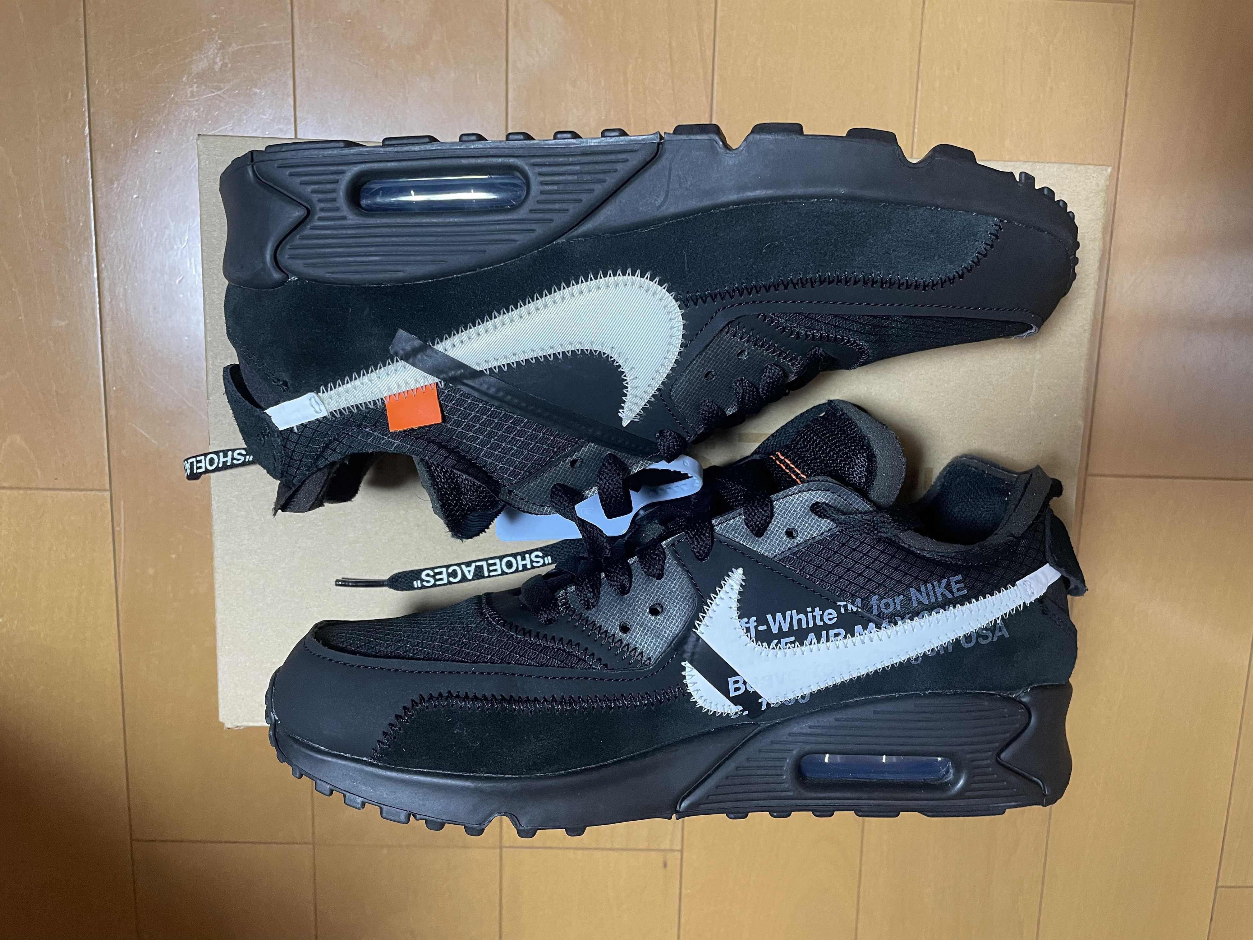 Off-White × Nike Air Max 90 "Black/Black-Cone-White"