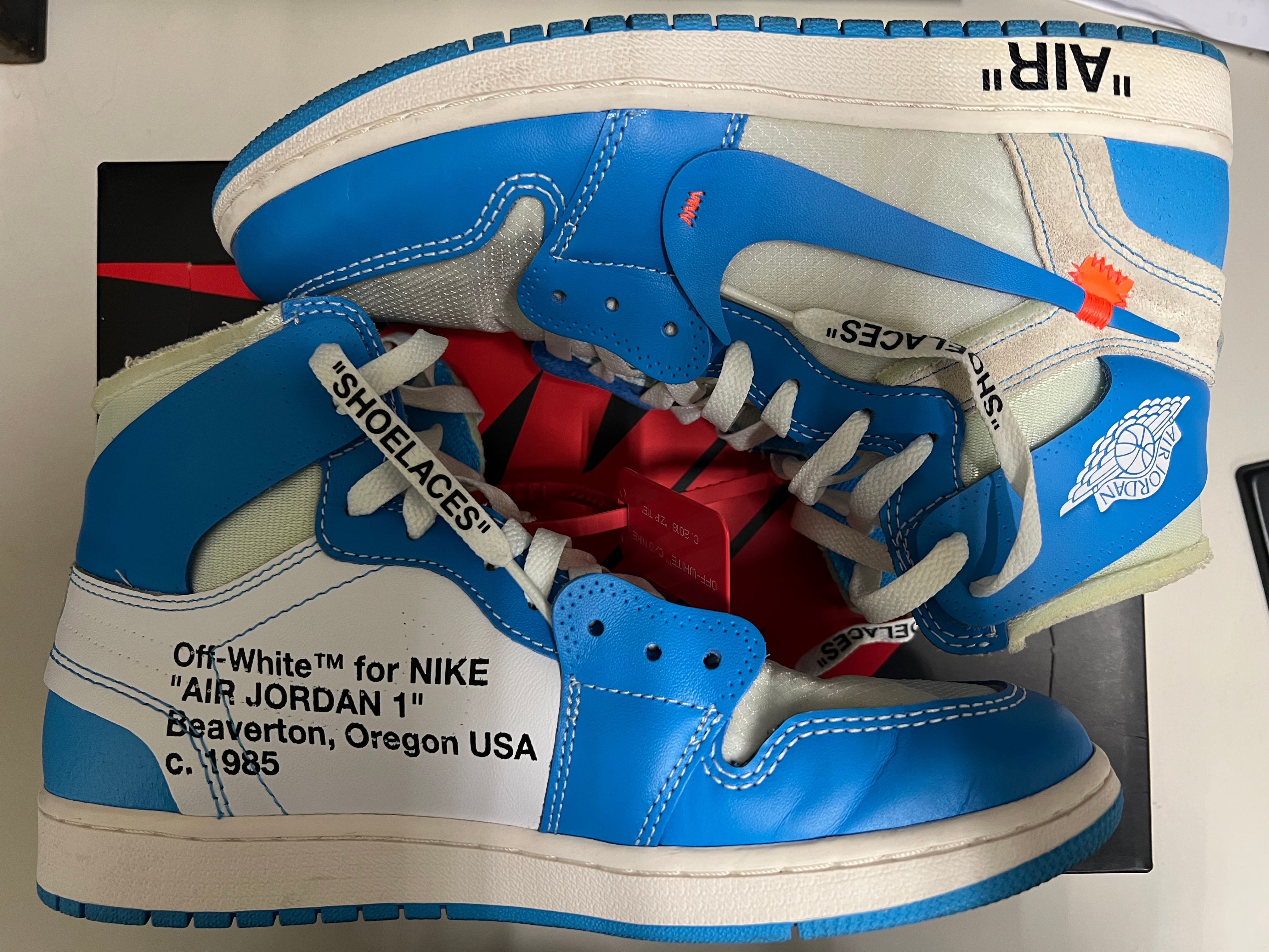 Off-White × Nike Air Jordan 1 High UNC "White/Dark Powder Blue"
