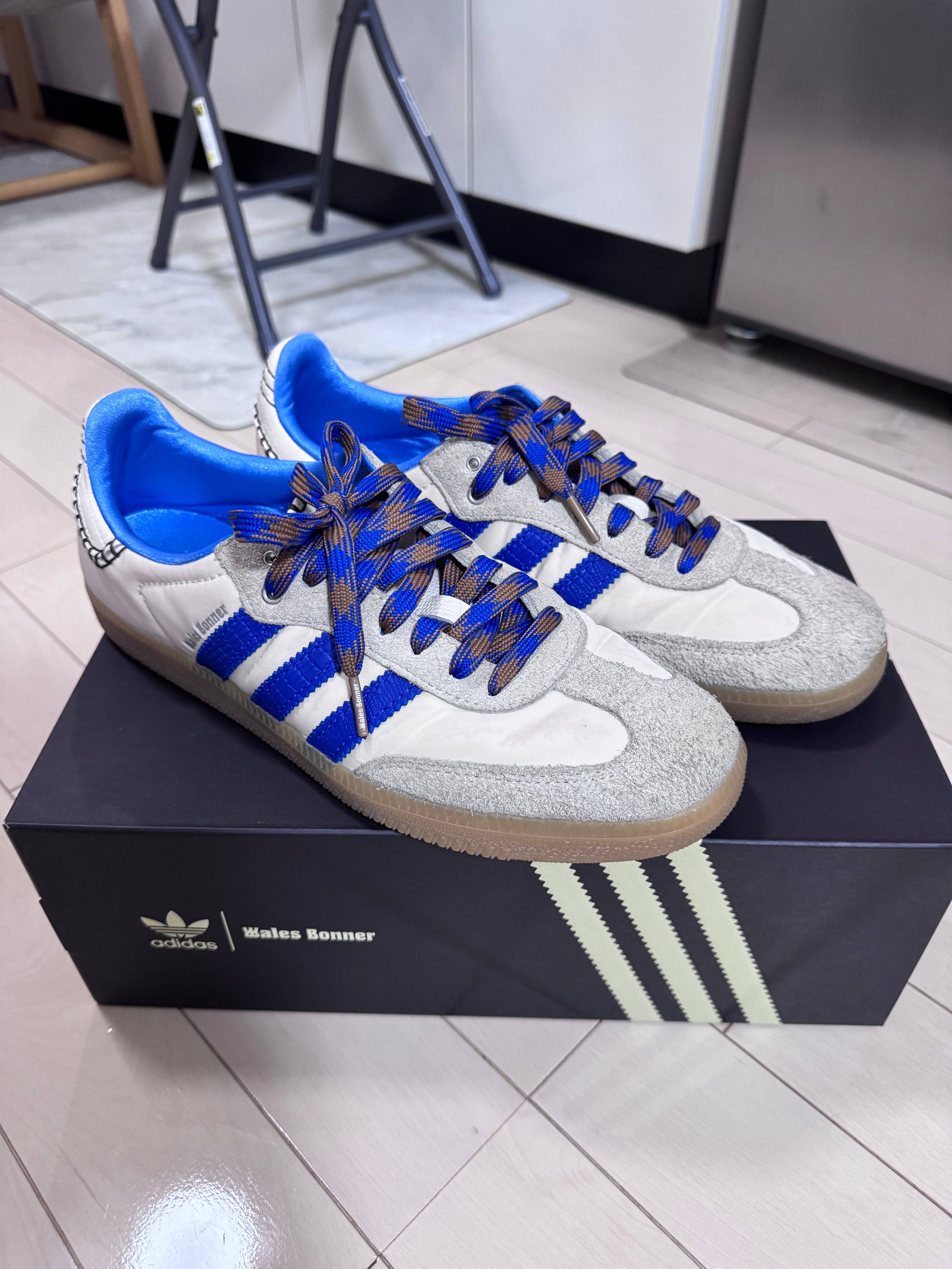 Wales Bonner × adidas Nylon Samba "Wonder Clay/Team Royal Blue/Wonder White"