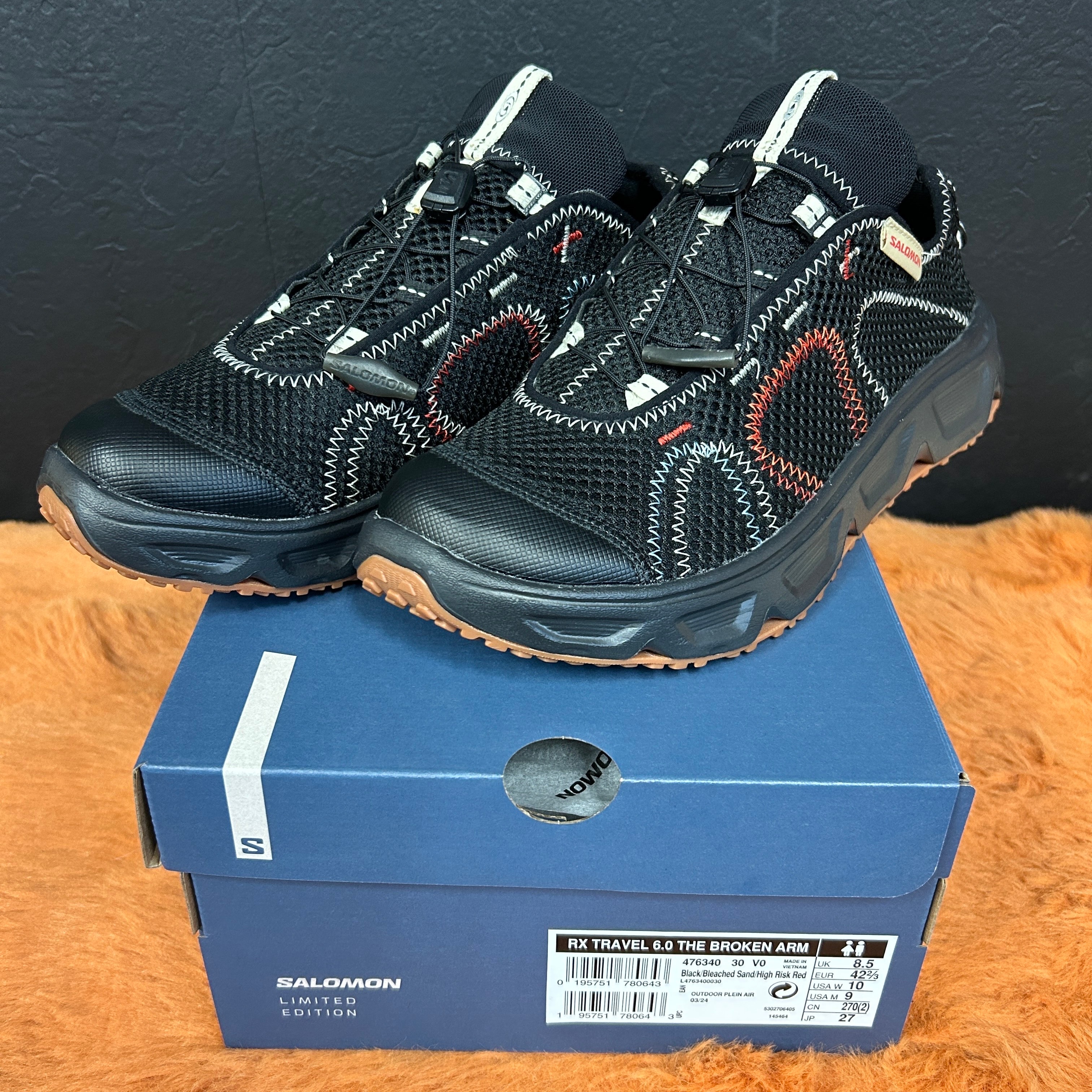 The Broken Arm × Salomon RX Travel 6.0 "Black/Bleached Sand/High Risk Red"