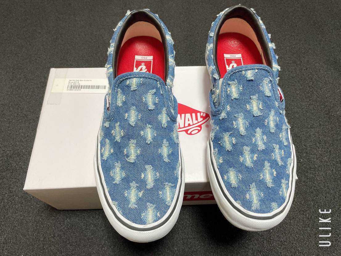 Supreme × Vans Slip-On Hole Punch Denim "Blue"