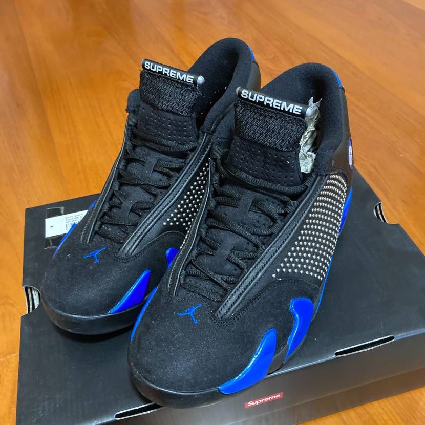 Supreme × Nike Air Jordan 14 Retro "Black/Varsity Royal/Chrome"