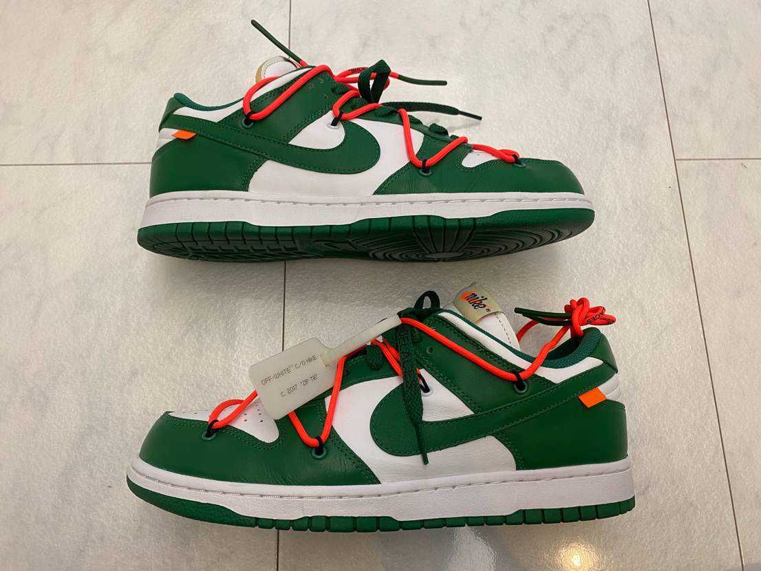 Off-White × Nike Dunk Low "White/Pine Green"