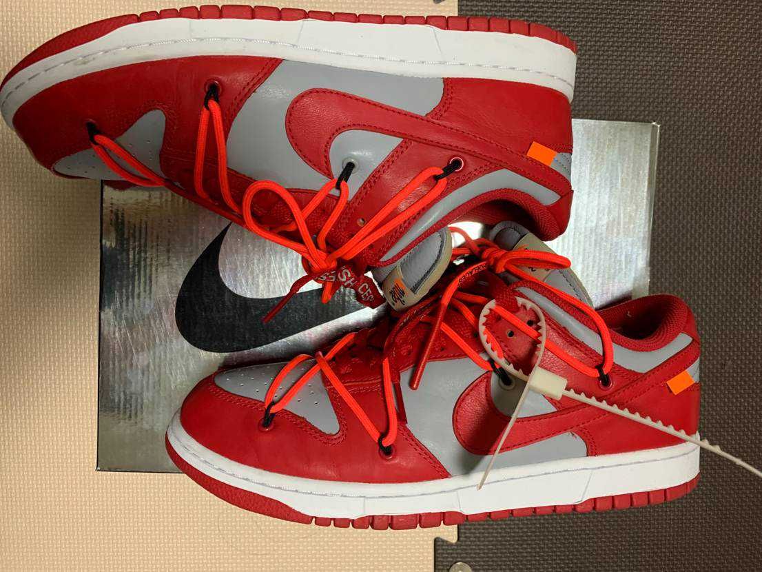 Off-White × Nike Dunk Low "University Red/Wolf Grey"