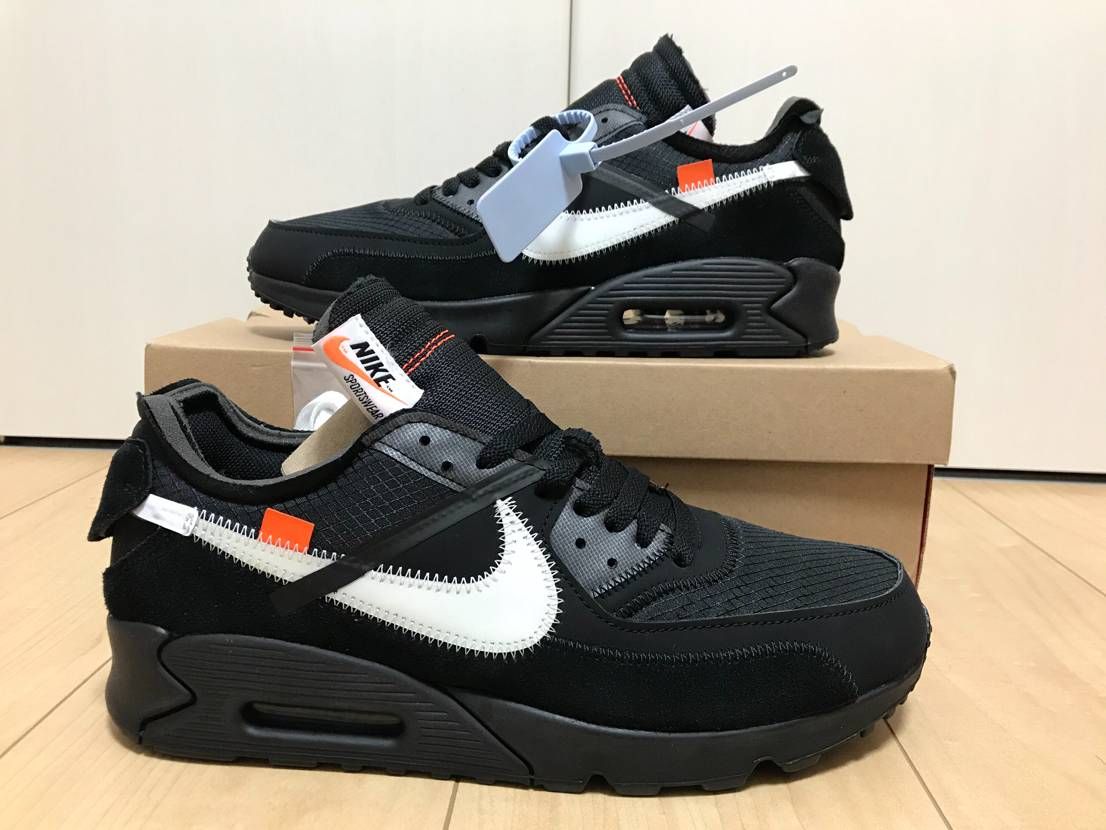 Off-White × Nike Air Max 90 "Black/Black-Cone-White"
