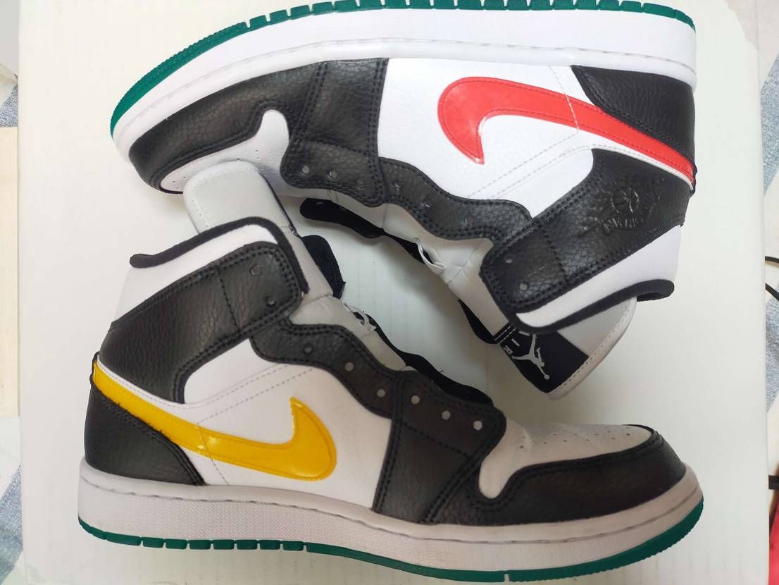 Nike Women's Air Jordan 1 Mid "White/Red/Yellow"