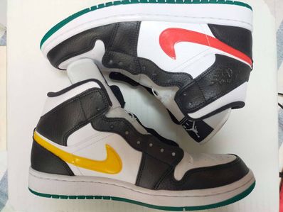 Nike Women's Air Jordan 1 Mid "White/Red/Yellow"