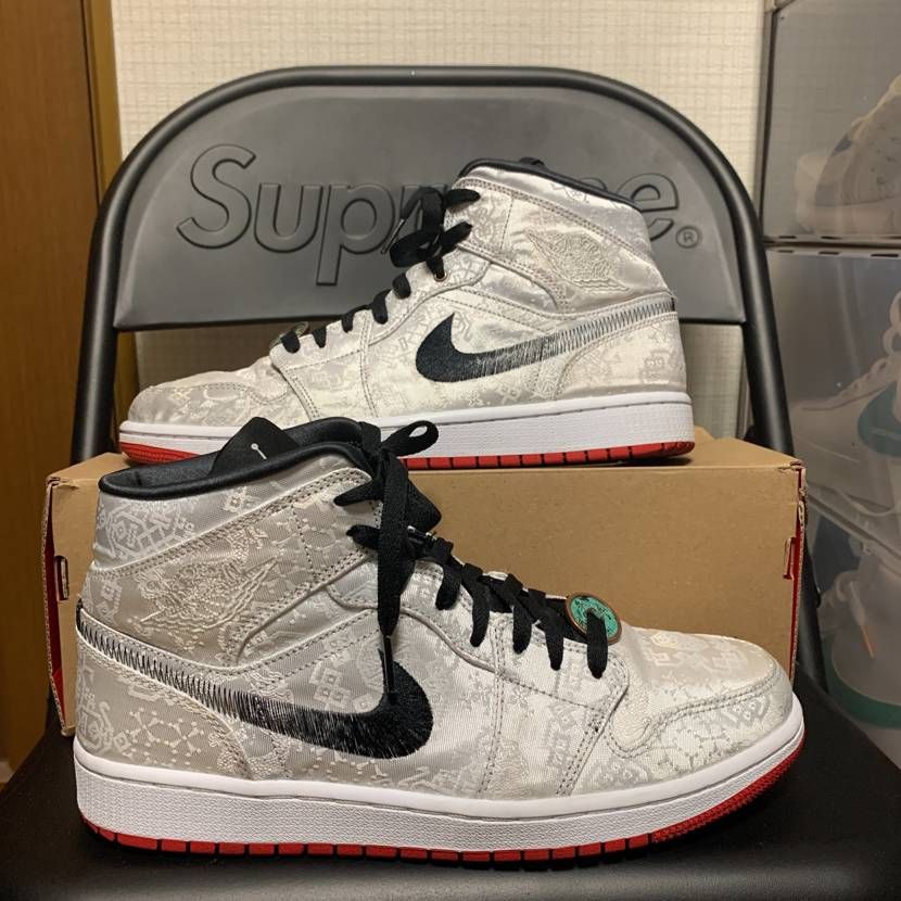 CLOT × Nike Air Jordan 1 Mid SE Fearless "White/Black/Red"