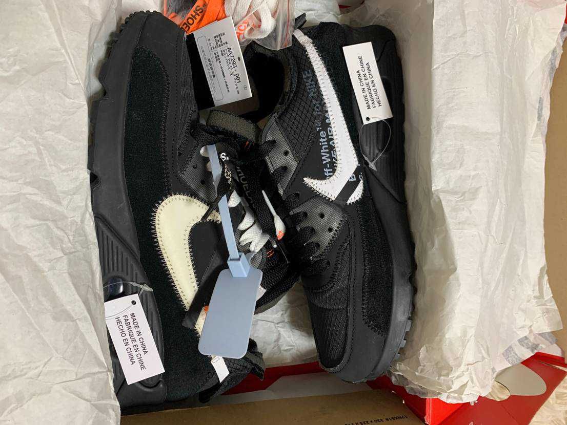 Off-White × Nike Air Max 90 "Black/Black-Cone-White"