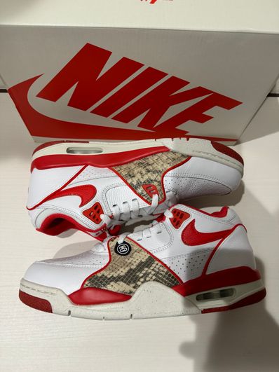 Stussy × Nike Air Flight 89 Low SP "White Habanero Red"