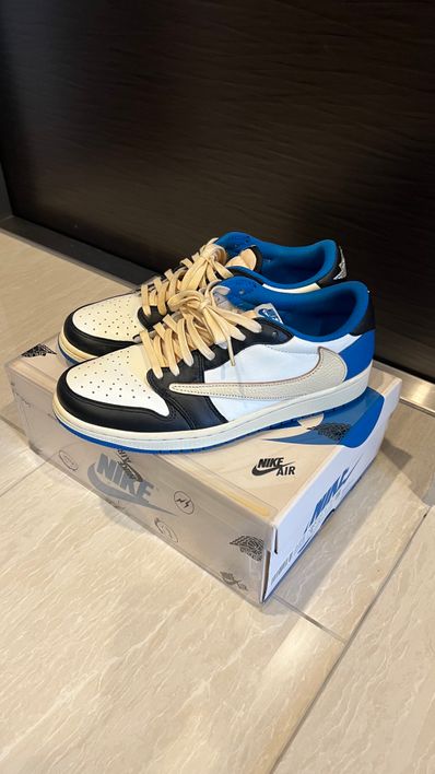 Travis Scott × fragment design × Nike Air Jordan 1 Low OG SP "Military Blue"