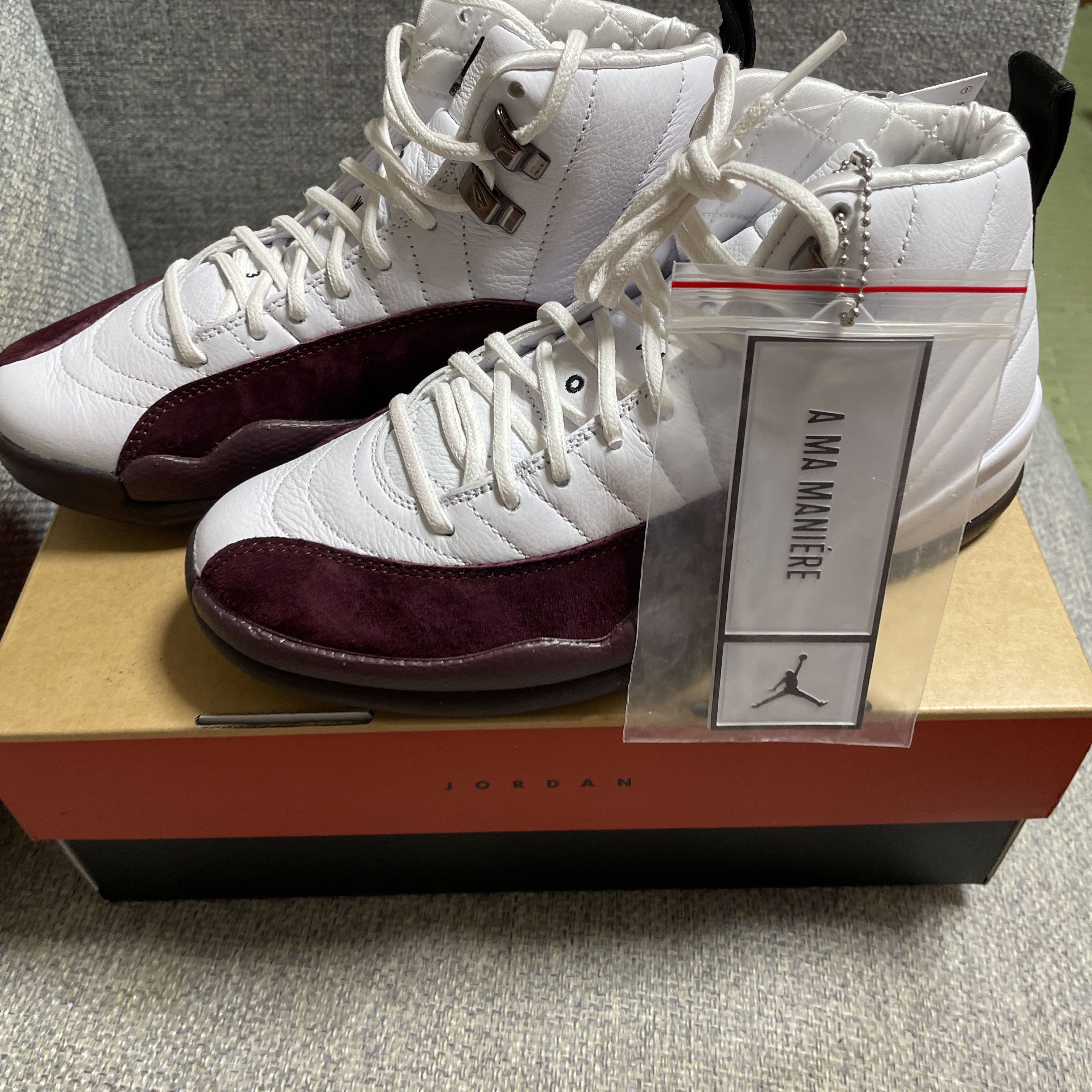 A Ma Maniere × Nike Women's Air Jordan 12 "White and Burgundy Crush"