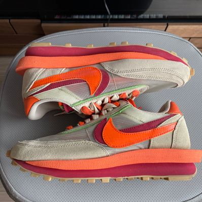 CLOT × Sacai × Nike LD Waffle "Orange Blaze"