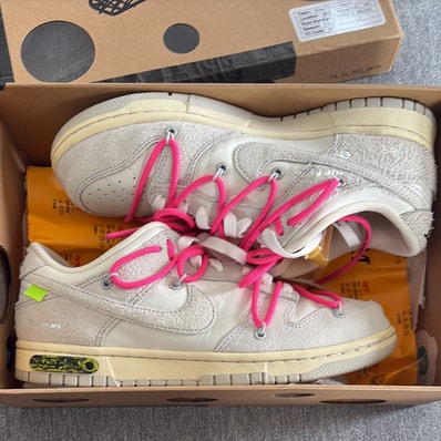 Off-White × Nike Dunk Low "Sail/Neutral Gray/Hyper Pink"