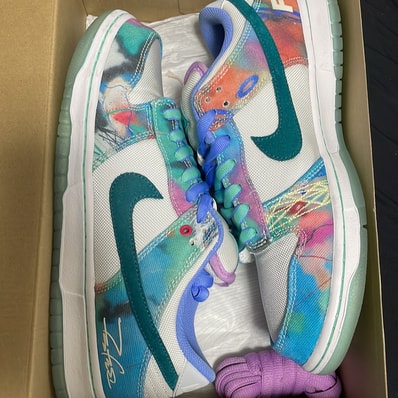 Futura × Nike SB Dunk Low "White and Geode Teal"