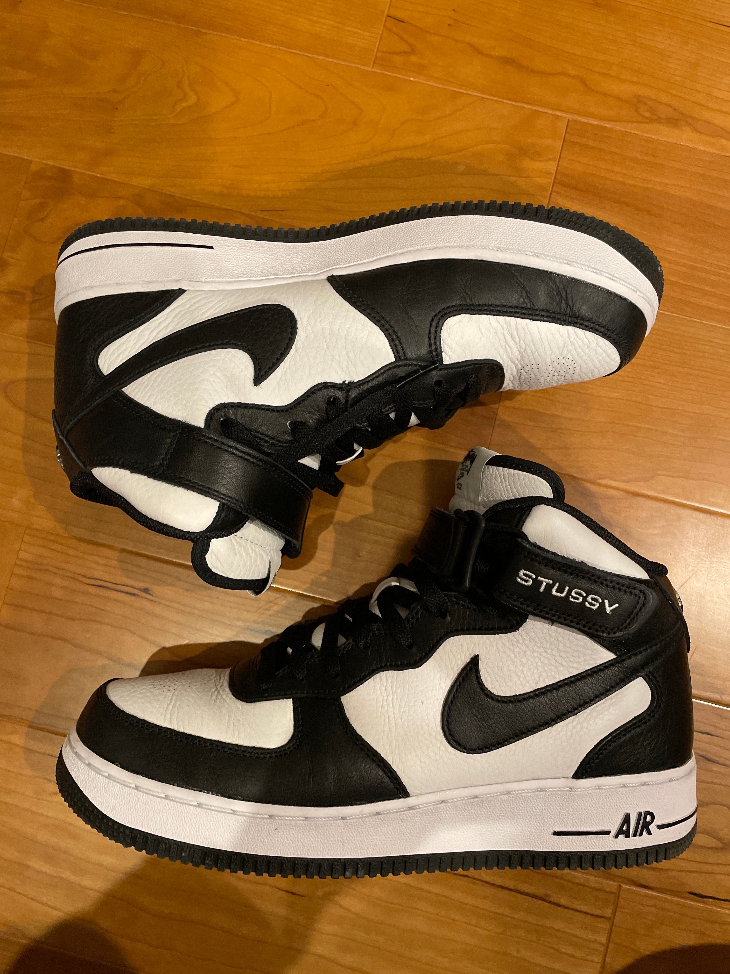 Stussy × Nike Air Force 1 Mid "Black and Light Bone"