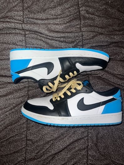 Nike Women's Air Jordan 1 Low OG "Black and Dark Powder Blue/UNC"