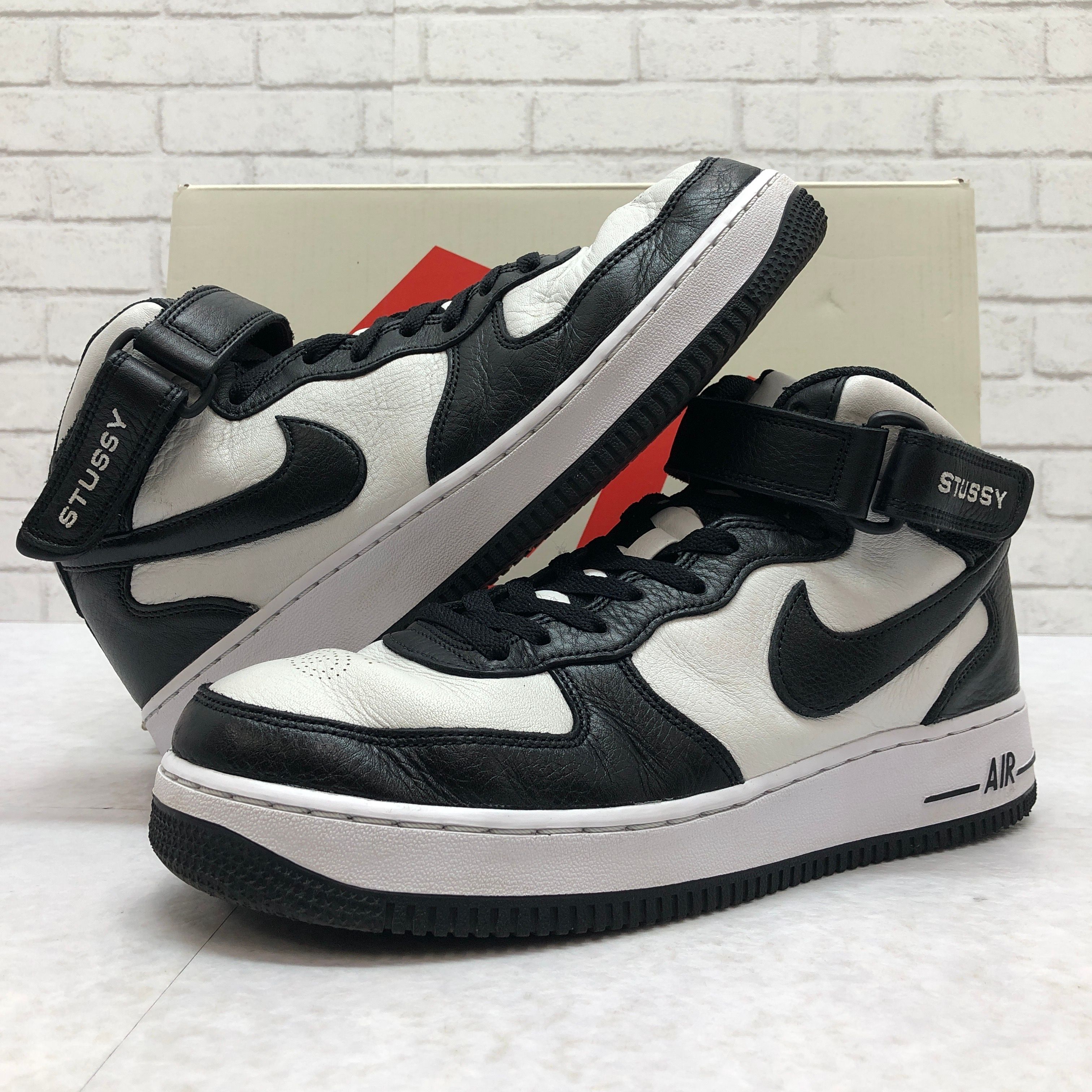 Stussy × Nike Air Force 1 Mid "Black and Light Bone"