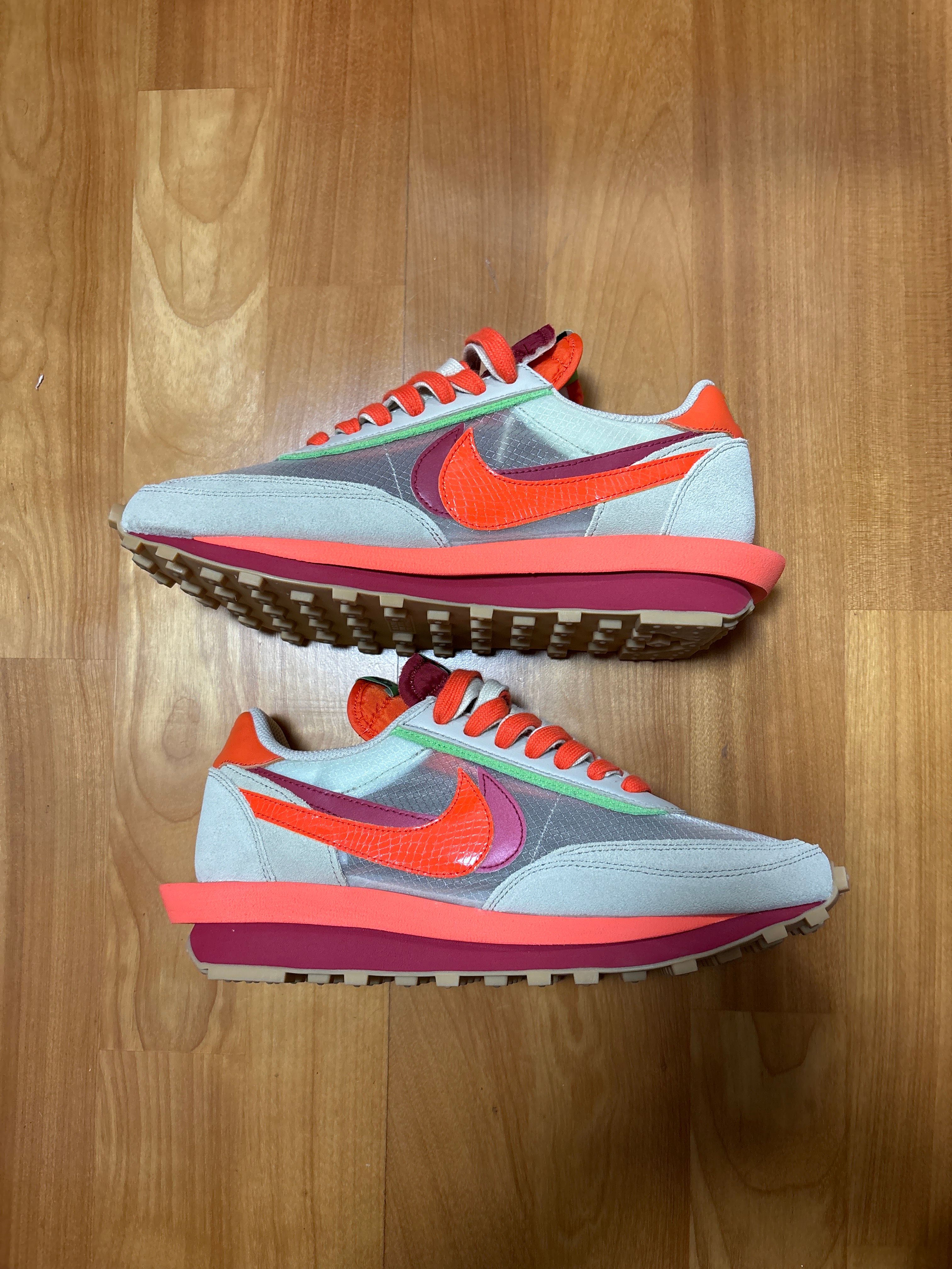 CLOT × Sacai × Nike LD Waffle "Orange Blaze"