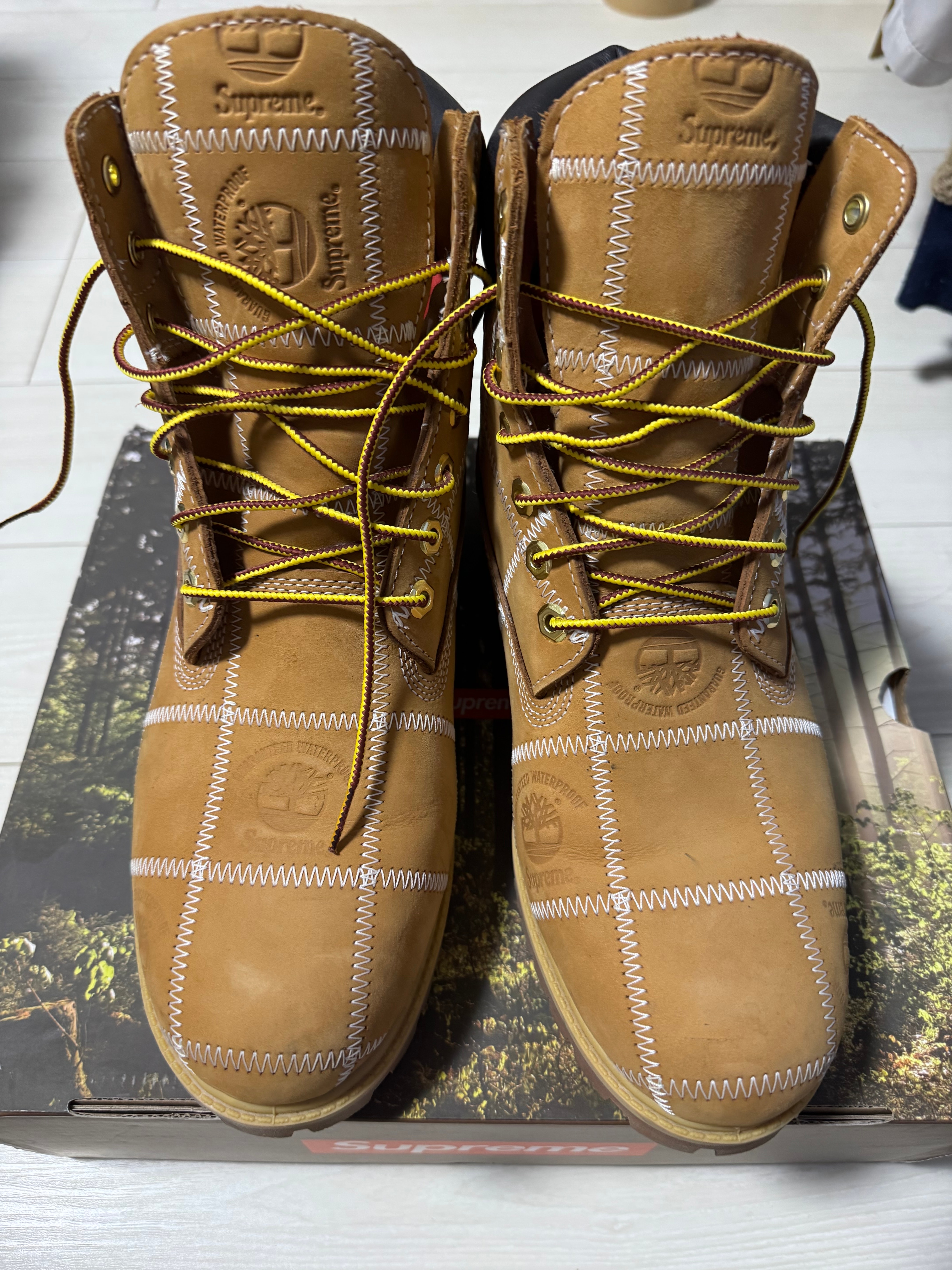 Supreme × Timberland Patchwork 6 Inch Premium Boot "Wheat"
