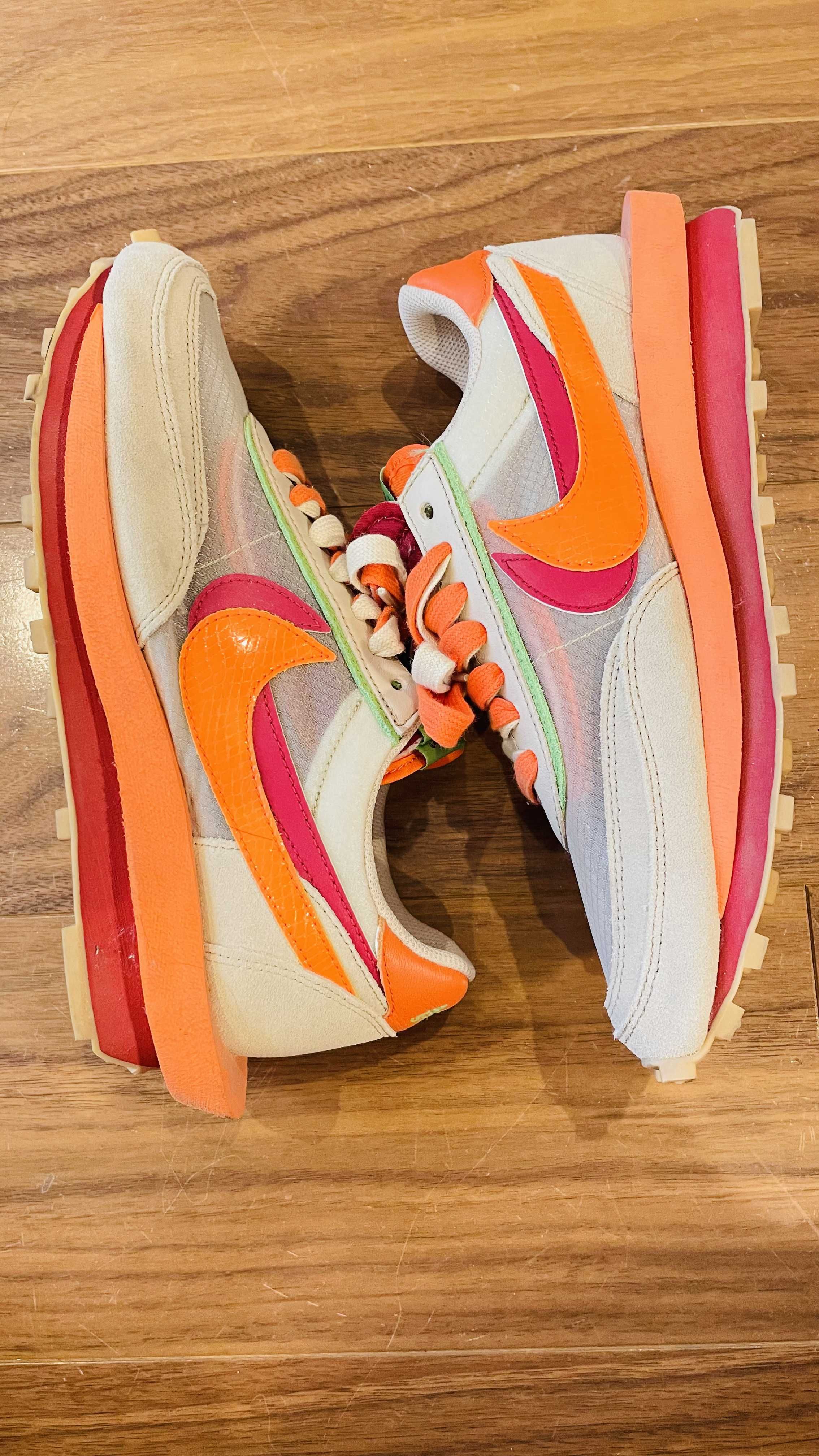 CLOT × Sacai × Nike LD Waffle "Orange Blaze"