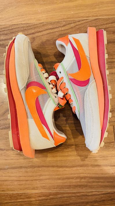 CLOT × Sacai × Nike LD Waffle "Orange Blaze"