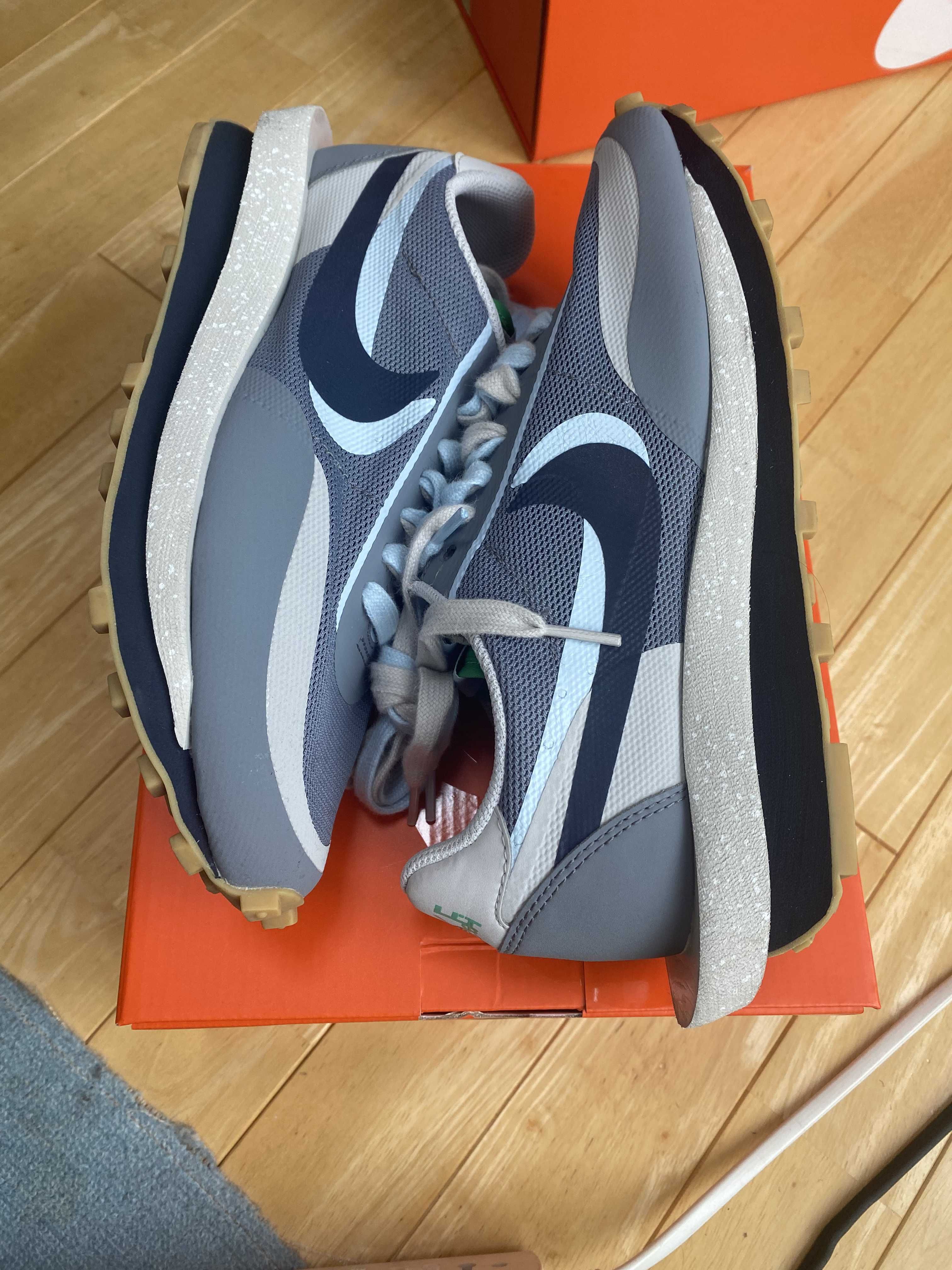 CLOT × Sacai × Nike LD Waffle "Grey Obsidian/Cool Grey"