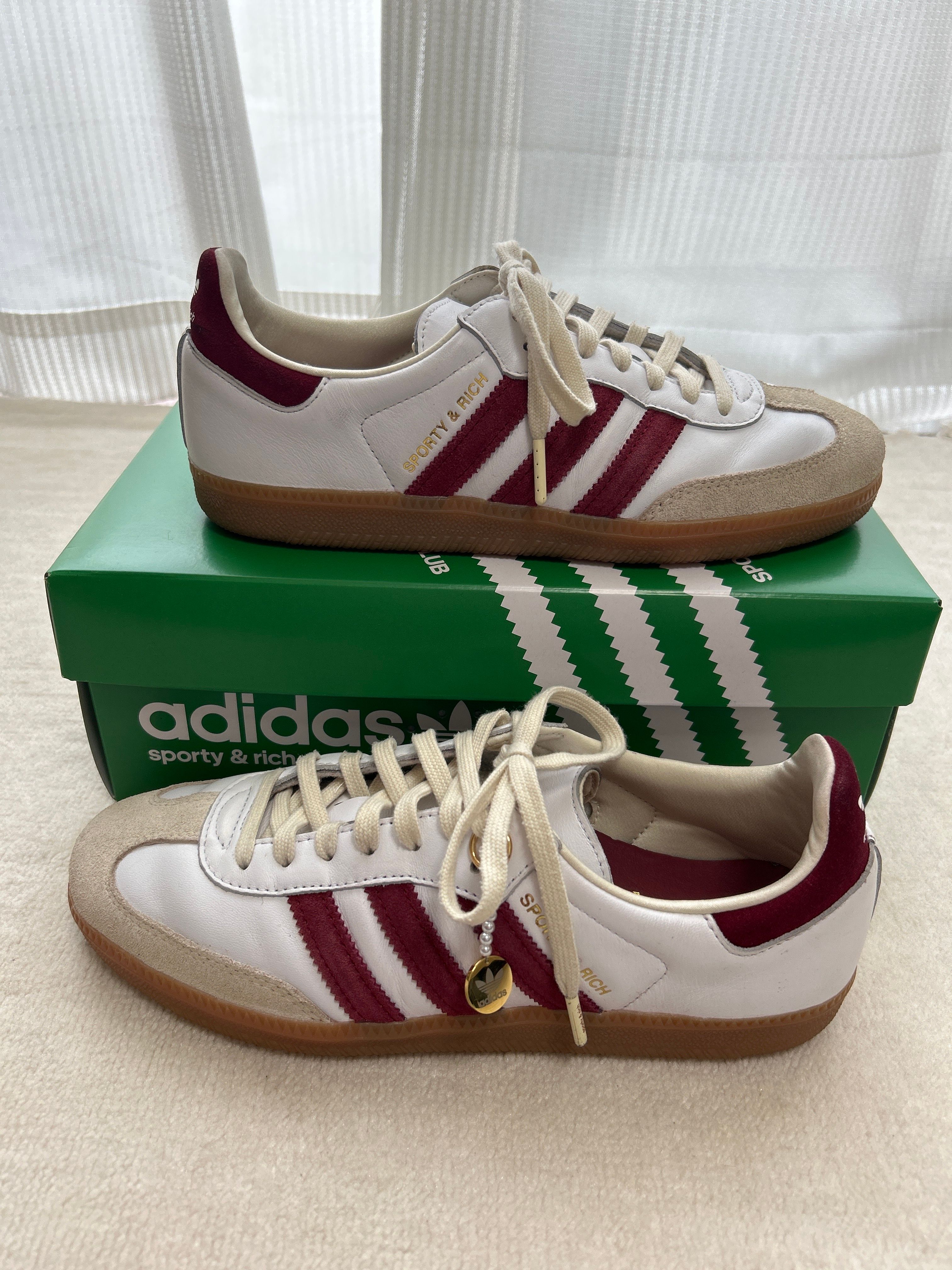 Sporty & Rich × adidas Samba OG "White/Burgundy"