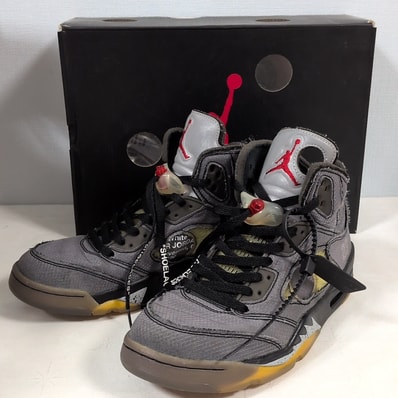 Off-White × Nike Air Jordan 5 "Black/Muslin/Fire Red"