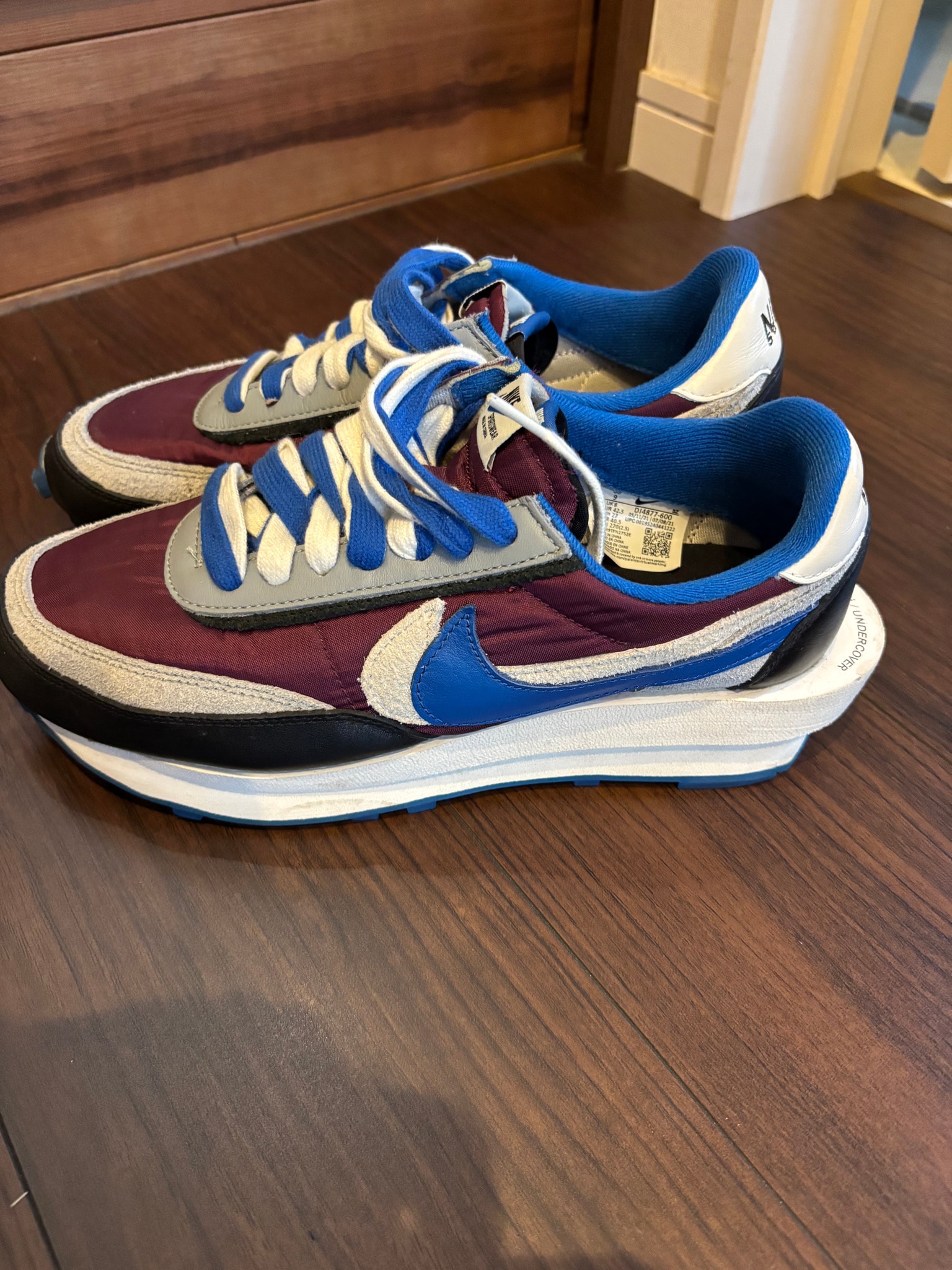 UNDERCOVER × sacai × Nike LD Waffle "Night Maroon/Pale Ivory-Ground Grey-Team Royal"