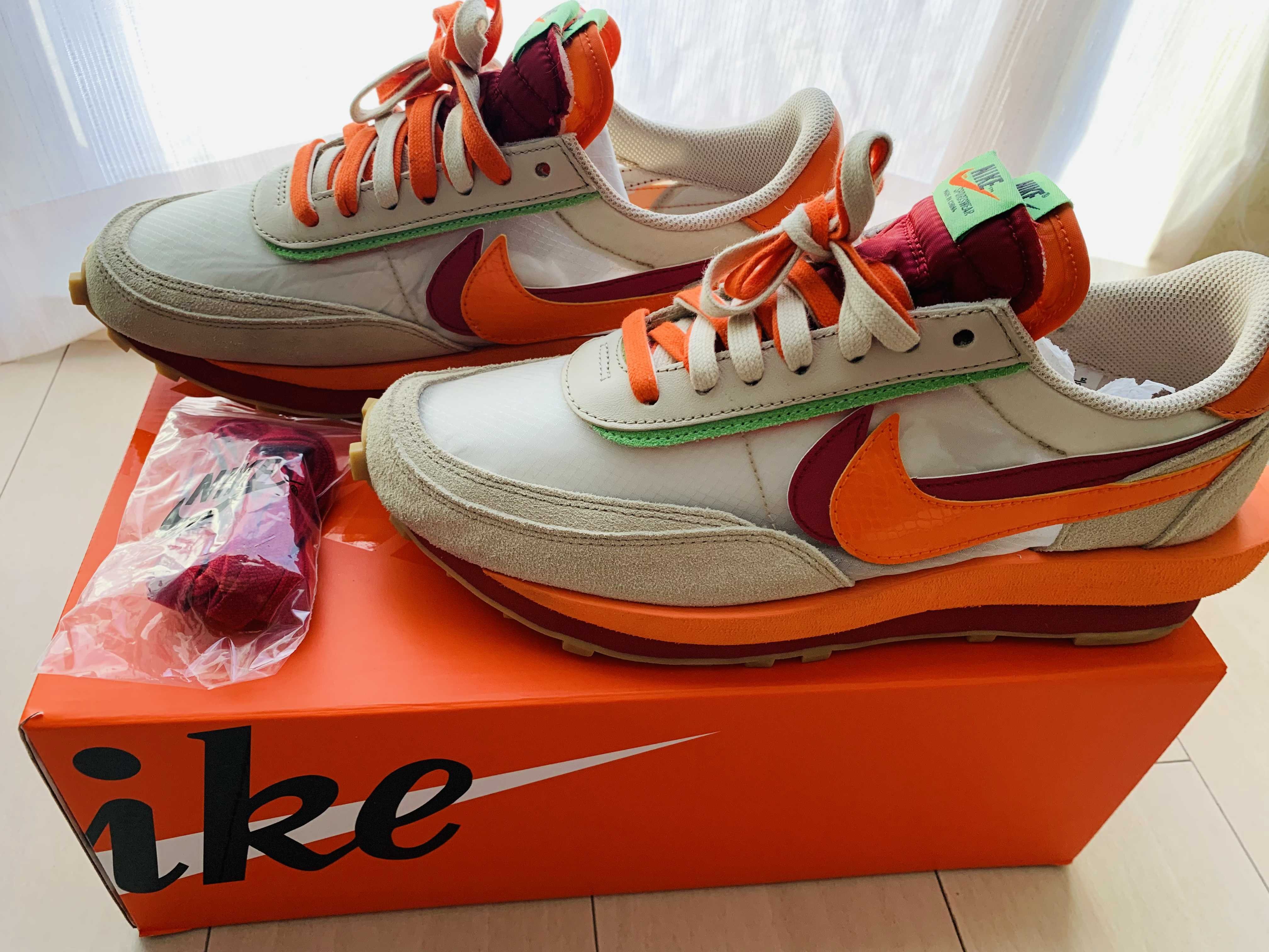 CLOT × Sacai × Nike LD Waffle "Orange Blaze"