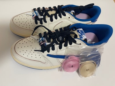 Travis Scott × fragment design × Nike Air Jordan 1 Low OG "Sail/Military Blue"