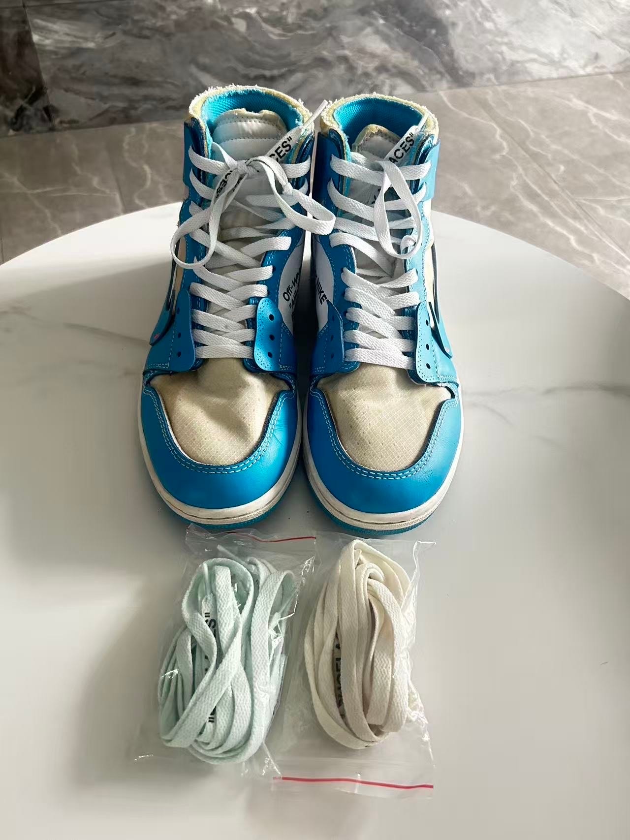 Off-White × Nike Air Jordan 1 High UNC "White/Dark Powder Blue"