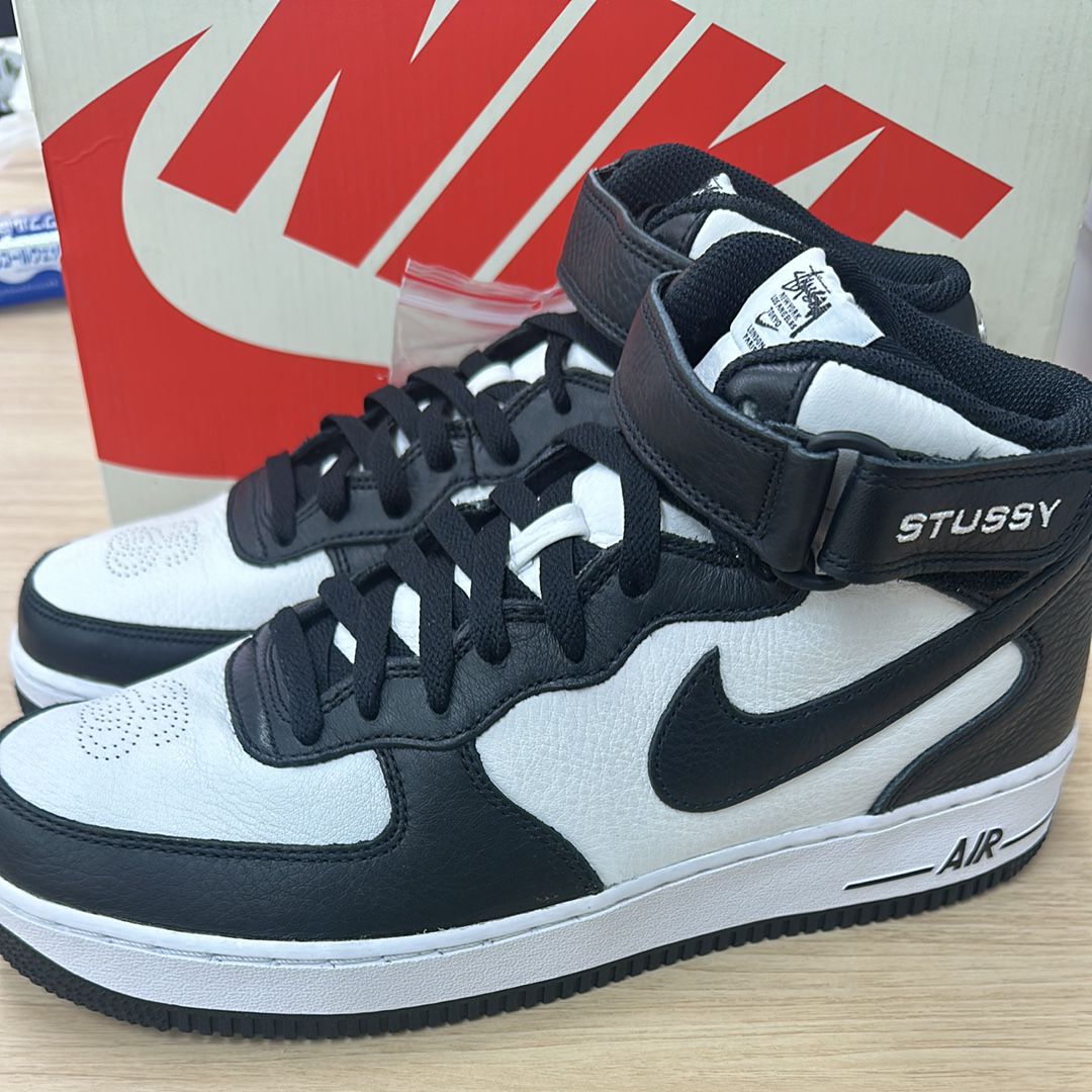 Stussy × Nike Air Force 1 Mid "Black and Light Bone"